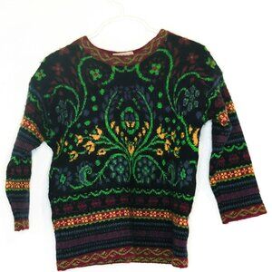 Laura Ashley Mother & Child Floral Paisley Knit Sweater 4-5 Years Wool/Acrylic